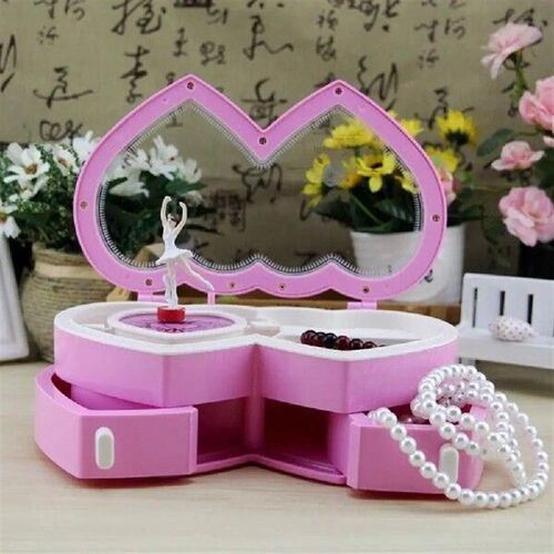 Ballerina Music Trinket Box Heart Shape ABS Storage Holder