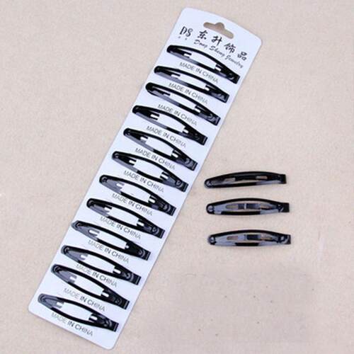 12PCS/Pack New Simple Black Hair Clips Girls Hairpins BB Cli