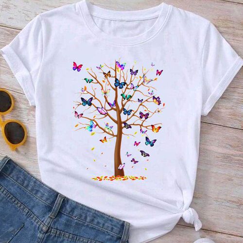 Fashion Clothes Summer Spring Flower 90s Tee Ladies Cartoon