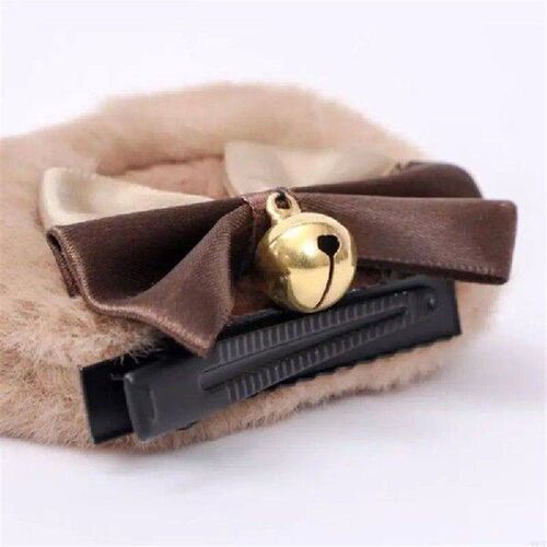 W8KF Handmade Faux Fur Bear Ears Hair Clip Sweet Double