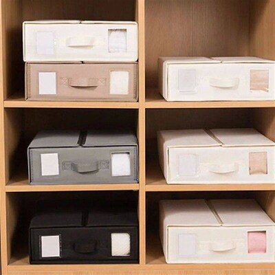 Bed Sheet Set Storage Box with Handle Fabric Visual Window