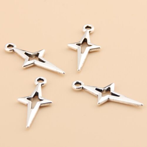 100pcs Silver Color 23x10.5mm Star Charm Shooting Stars Pend