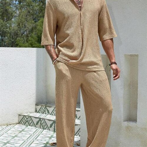 2025 Mens mmuter Suit Casual Shirt Short Sleeve Trousers Me