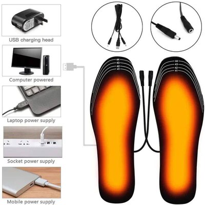 USB Heated Shoe Insoles Electric Foot Warming Pad Feet Warme