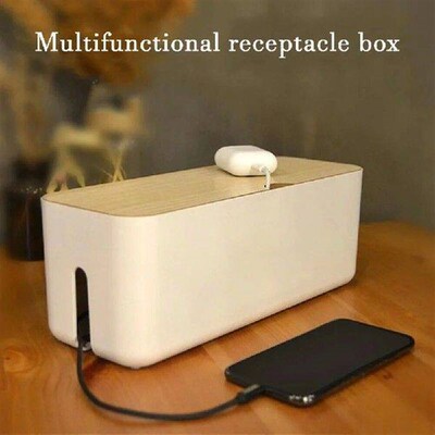 Cable Storage Box Wooden Power Line Storage Case Dustproof