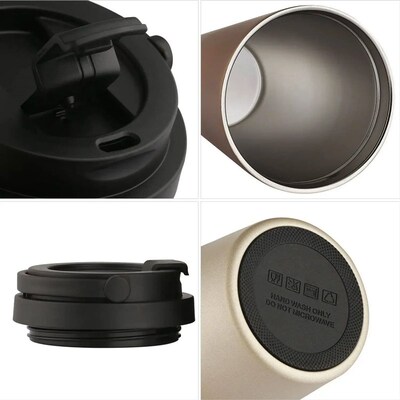 500ml Insulated Travel Coffee Cup Double Wall Leak-Proof The
