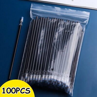 100Pcs/Set Erasable Gel Pen 0.5mm Erasable Pen Refill Rod Bl