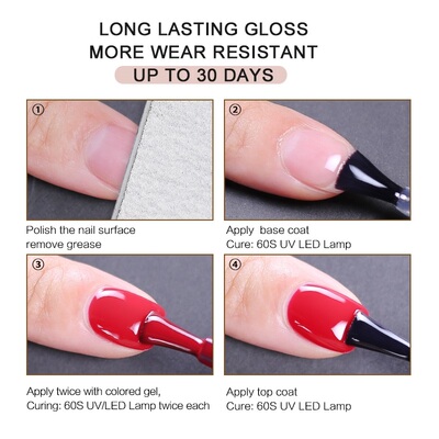 No Wipe Top Coat Base Coat Primer UV Gel Nail Art Tips