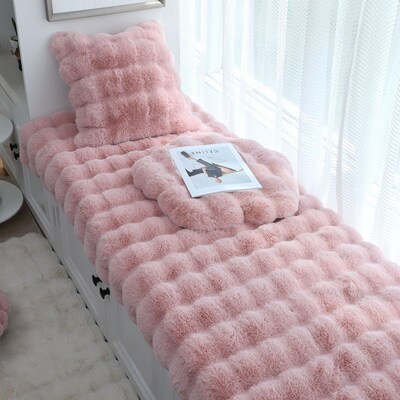 Daifa Rabbit Plush Bay Window Mat Windowsill Mat Bubble Velv