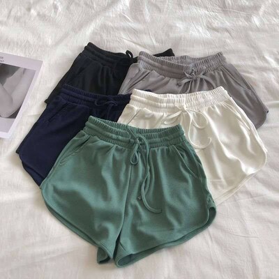 Ice Silk Threaded Shorts Womens Summer Loose Tight Waist Wi