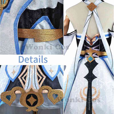 Kostum Cosplay Genshin Impact Lumine pakaian permainan Wig g