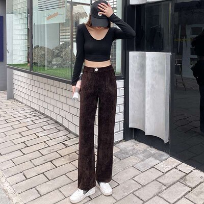 Chenille Wide-leg Pants Womens Narrow Draping Early Spring