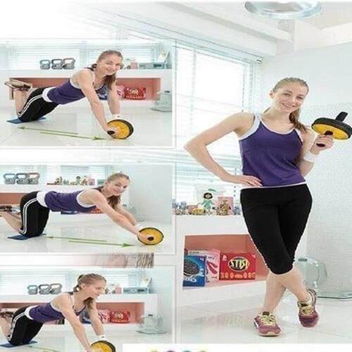 dual abs abdominal roller wheel exerciser workout body train