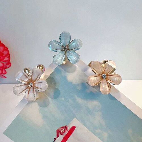 Small Bangs Grab Clip New Crystal Flower Side Hairpin Mini E