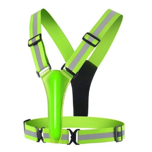 LED Cycling Security Vest Adjustable Reflective Night