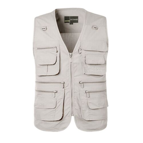 4 Wear Middle-aged Mens Multi-pocket Thin Waistcoat Leisure