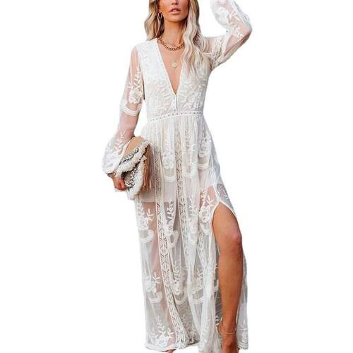 Happie Queens Vintage Women V-neck Long Sleeve Ruffles Bohem