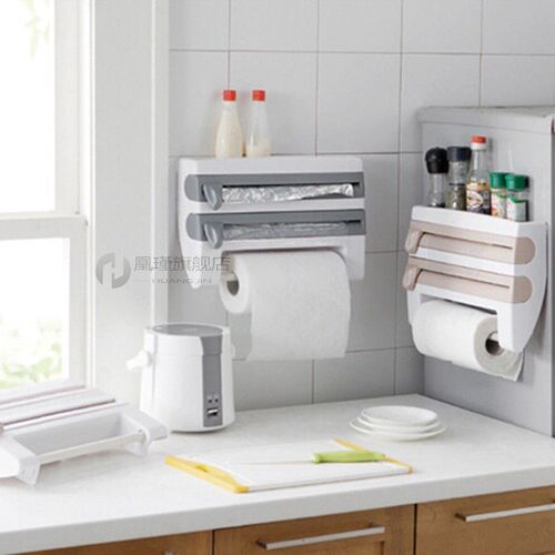Kitchen Roll Dispenser Cling Film Tin F Towel Holder Rack Wa