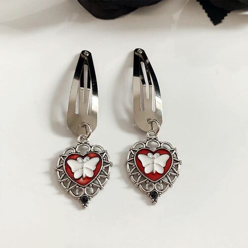 Vintage Goth Evil Eye Butterfly Love Heart Star Hair Clip Ha