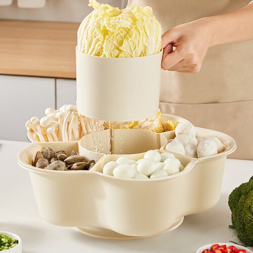 Rotatable Partitioned Veggie Tray for Kitchen Rotating Veggi