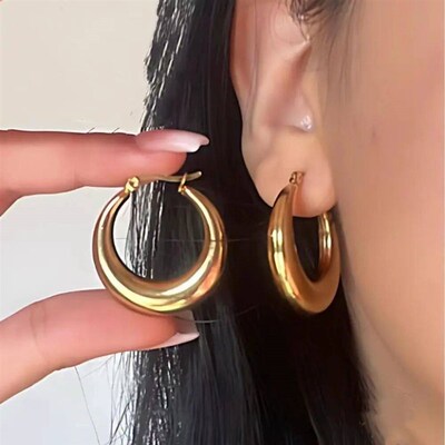 New Style 2024 Wholesale Smooth Exquisite Big Circle Hoop Ea