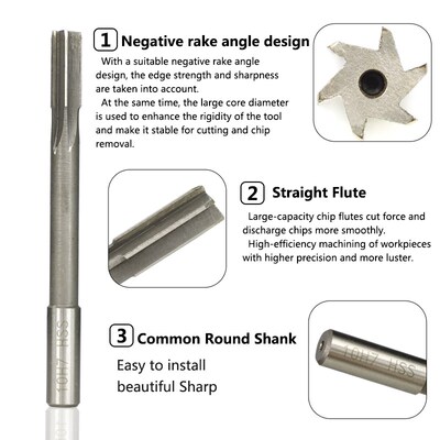 HSS Chucking Reamer H7 2.0-12mm Machine Reamer Straight Shan