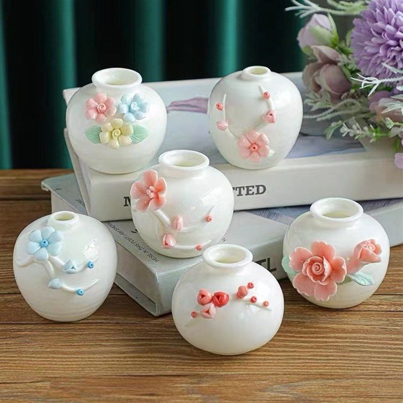 手工迷你小花瓶花器陶瓷摆件干花插水培客厅书房书架办公桌面装饰,家居饰品,创意礼品,淘宝优惠券,粉丝福利购,淘宝优惠卷