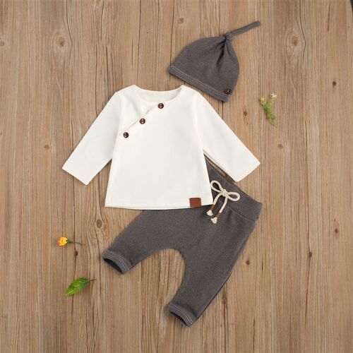 Citgeett Spring Baby Boys Girls Suit Retro Buttons Long Slee