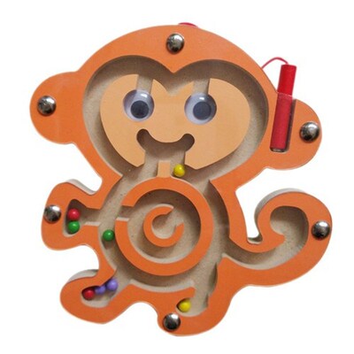 Wooden Magnetic Track Maze Toy Cute Animal Wooden Toy Brain