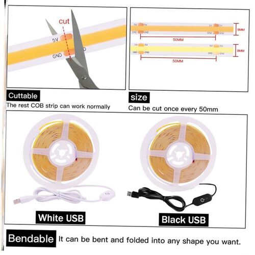 USB Powered LED COB Strip Light with ON/OFF Switch 灯带