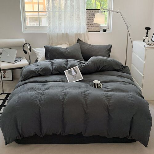 Solid Lor Wash Tton Four-piece Set Super Soft Pleated Bed Sh