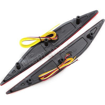 2 PCS LED Red Lens Rear Bumper Reflector Brake Parking Light