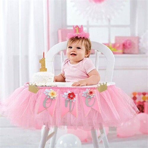 Baby Girls 1st Birthday Party Highchair Banner Summer