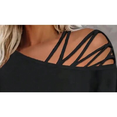 Plus Size New Summer Womens Casual Knitted Asymmetric Shoul