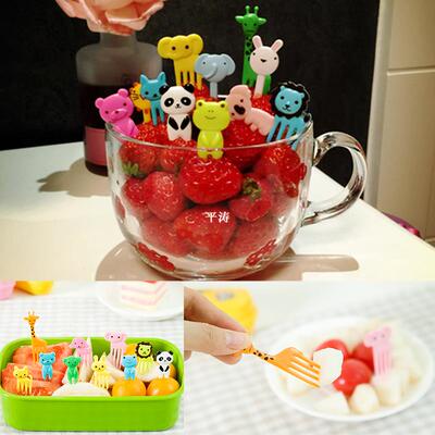 10pcs/Set Animal Farm Fruit Fork Mini Cartoon Children Snack