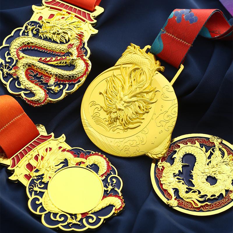 龙年金属奖牌铜牌中国风运动会比赛完赛颁奖挂牌公司年会纪念奖品