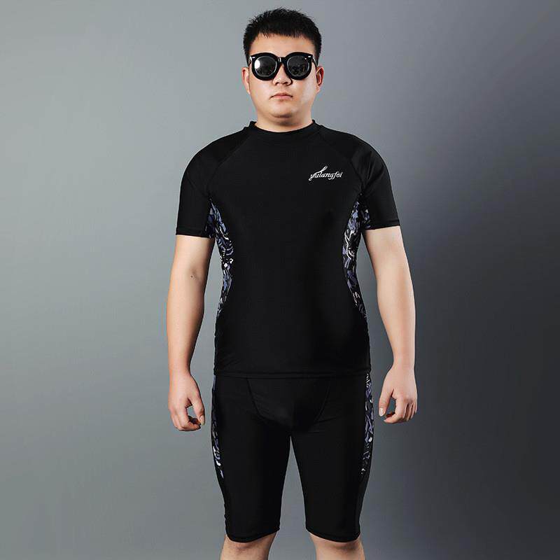 游泳衣男士训练游泳服成人分体大码泳裤五分防晒套装沙滩男游泳衣