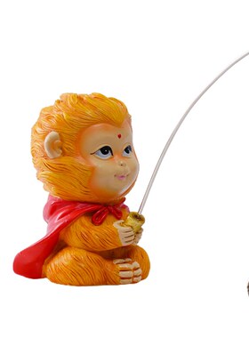 小猴子钓鱼水族箱鱼缸造景假山水池孙悟空装饰办公桌面摆件微景观