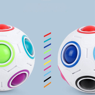2pcs Puzzles magic rainbow ball Push Pop It  Fidget toy足球