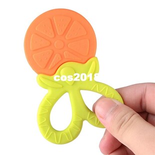 Safe Silicone Baby Teether Fruit Orane Shape Teeth Toy Baby