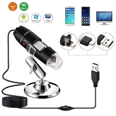 3 In 1 USB Microscope 1600X Magnification 8 LED Portable