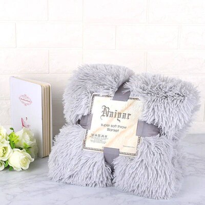 Super Soft Warm Fur Blanket Fluffy Shaggy Sofa Blankets Bed
