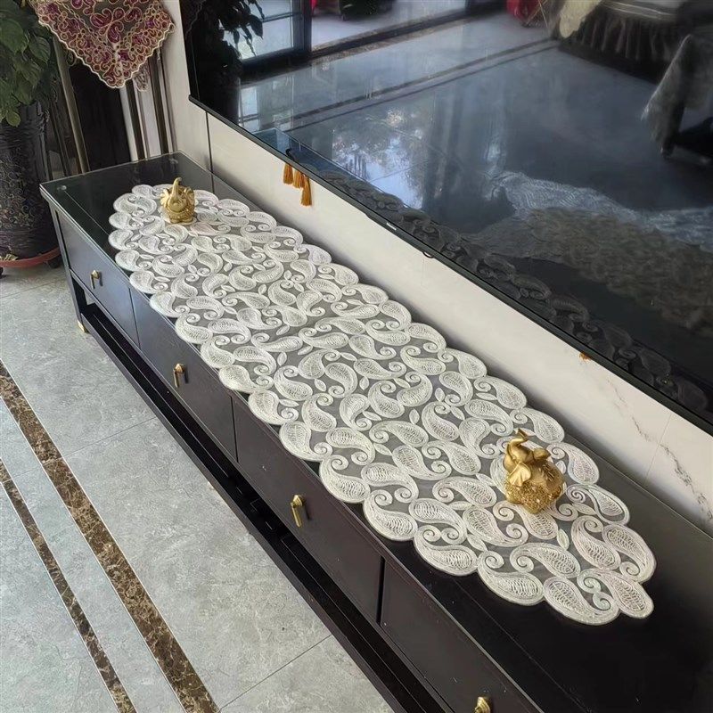 欧式布艺电视柜桌旗茶几蕾丝新款餐桌布奢华梳妆台五斗柜防尘盖巾,居家布艺,桌旗,淘宝优惠券,粉丝福利购,淘宝优惠卷