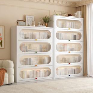 书柜家用收纳柜大容量防尘储物铁皮柜简约客厅置物柜书架展示柜