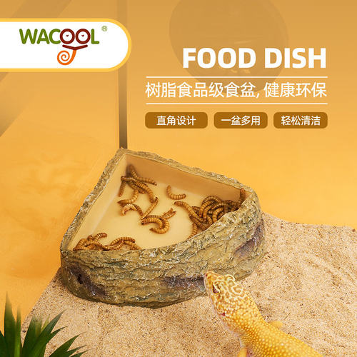 WACOOL玩酷爬宠食盆水盆树脂喂食器鬃狮蜥蜴陆龟角蛙守宫造景用品