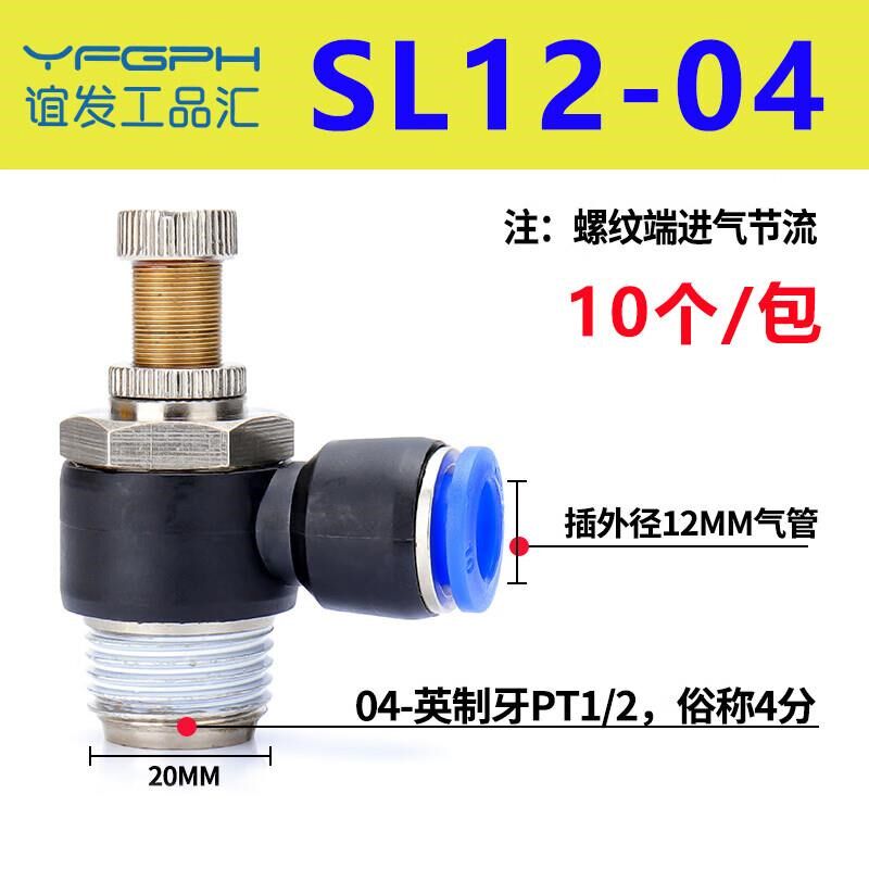 YFGPH气动节流阀气管接头气缸调速阀SL可调节流阀/SL12-04【10个