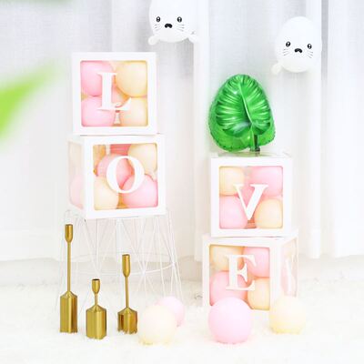 Transparent Name Box Wedding Balloon 1st Birthday Party