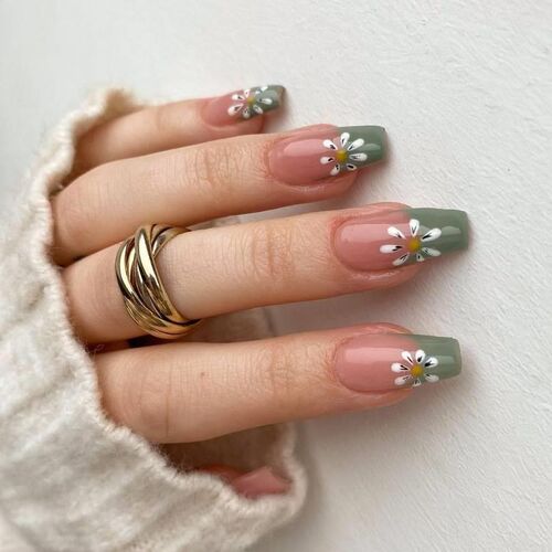 24pcsBox Press on Fake Nails Short French Edges Acrylic Fu