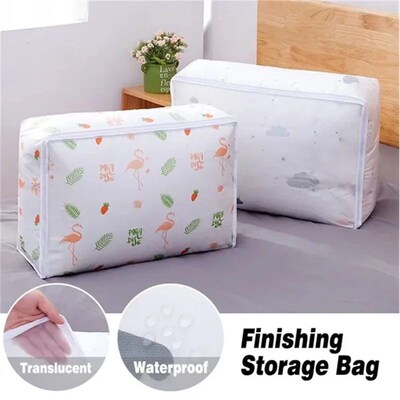 Hot Sale Foldable Quilt Storage Bag Feather Print Home Cloth