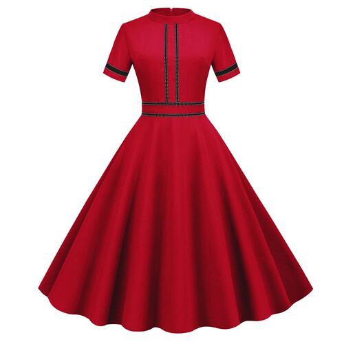 French Vintage Solid Dress Women  Summer Retro s s Pin Up